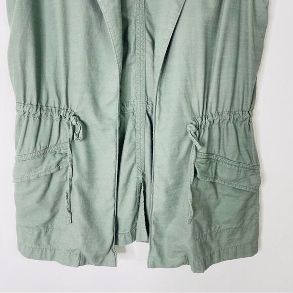 Talbots green cargo cinch preppy coastal open vest medium - Picture 3 of 6
